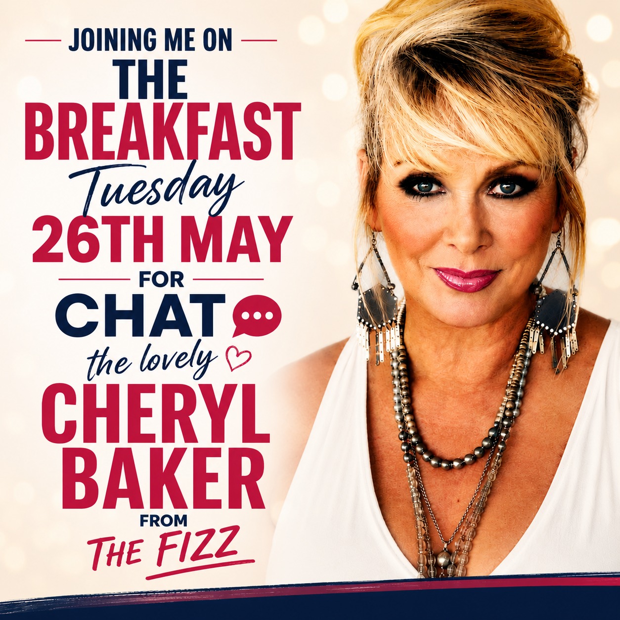 Cheryl Baker Joins Piers on the Breakfast Show This Tuesday